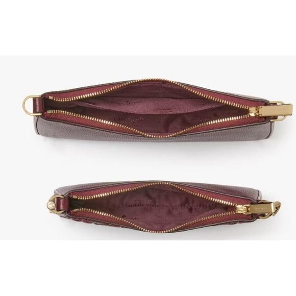 Kate Spade Womens Duet Wine Merlot Flower Grain Leather Small Crossbody New - Picture 6 of 11